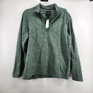 01.Algo Men's Large Dark Green Quarter Zip Performance Fleece Jacket‎ NWOT